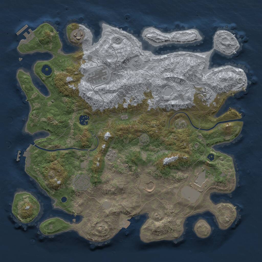Rust Map: Procedural Map, Size: 3800, Seed: 612968205, 14 Monuments