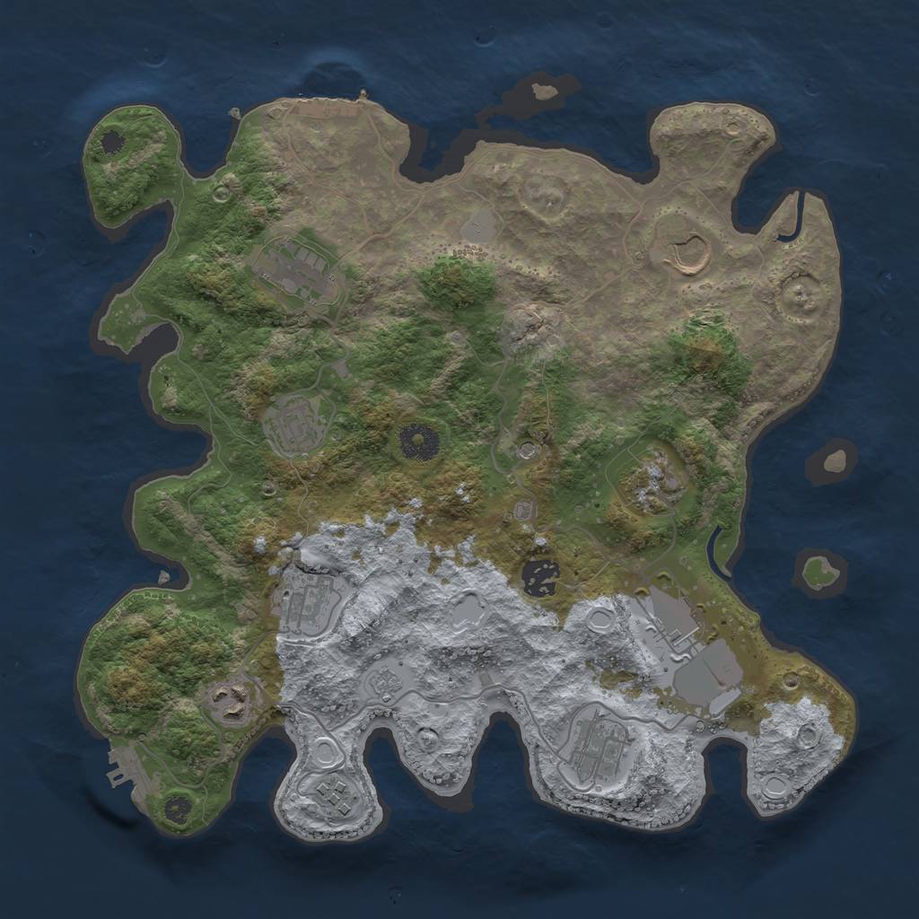 Rust Map: Procedural Map, Size: 3500, Seed: 55163273, 17 Monuments