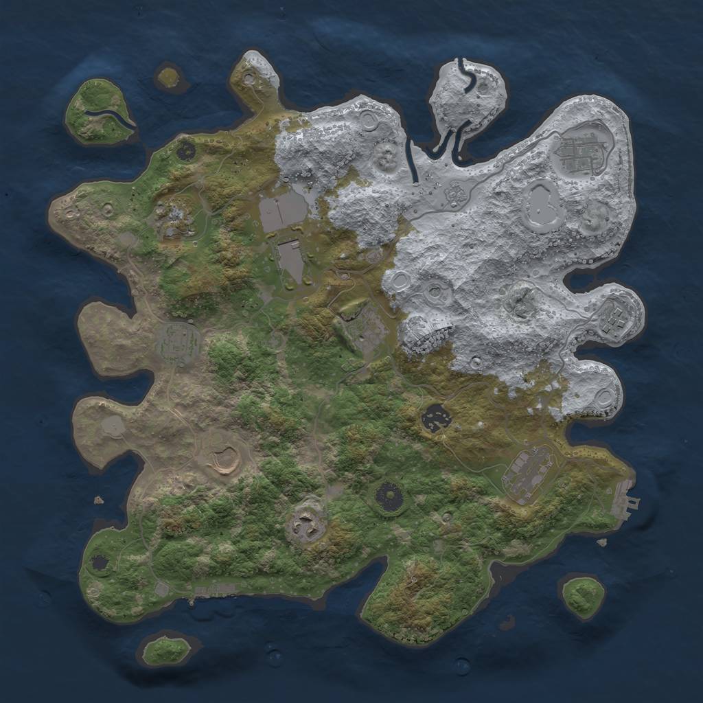Rust Map: Procedural Map, Size: 3800, Seed: 1281796709, 19 Monuments