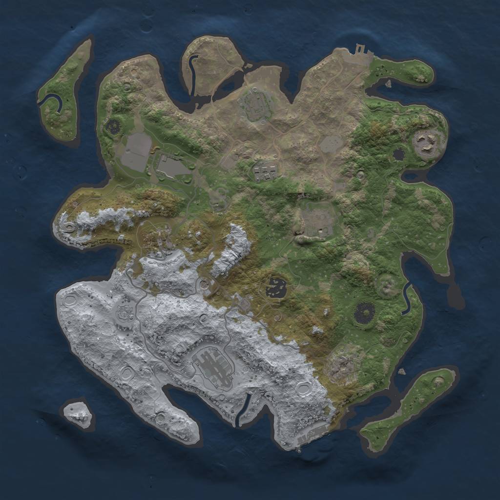 Rust Map: Procedural Map, Size: 3500, Seed: 32474231, 15 Monuments