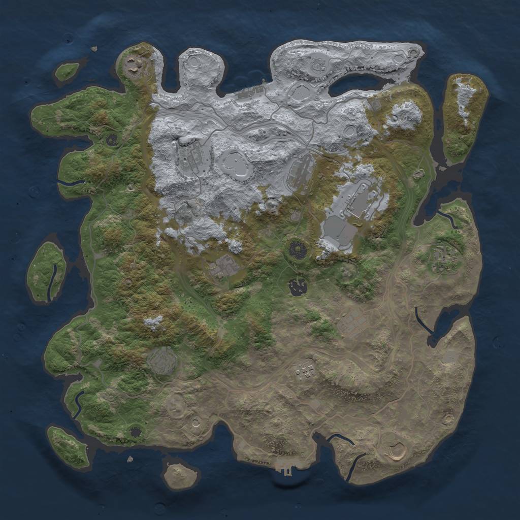 Rust Map: Procedural Map, Size: 4250, Seed: 1896223946, 18 Monuments