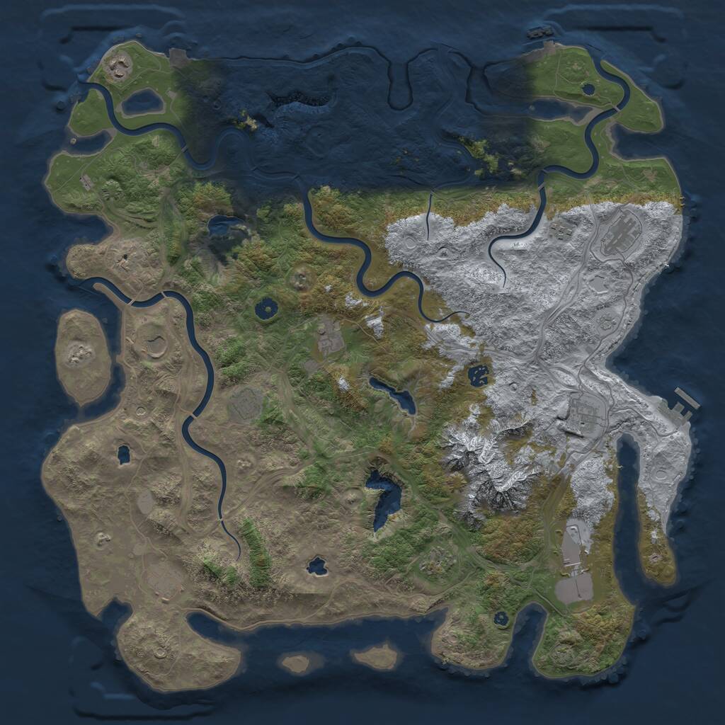 Rust Map: Procedural Map, Size: 5000, Seed: 813781783, 17 Monuments