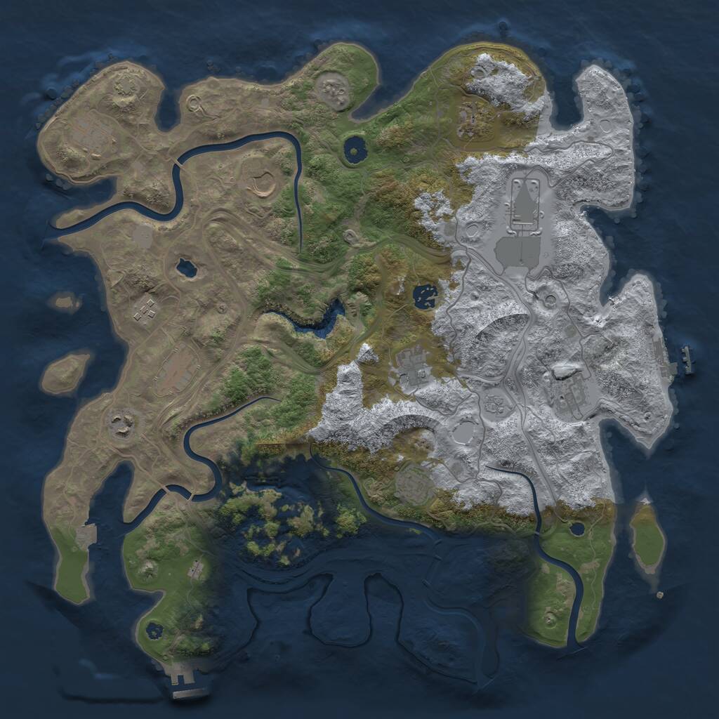 Rust Map: Procedural Map, Size: 4250, Seed: 183370104, 17 Monuments