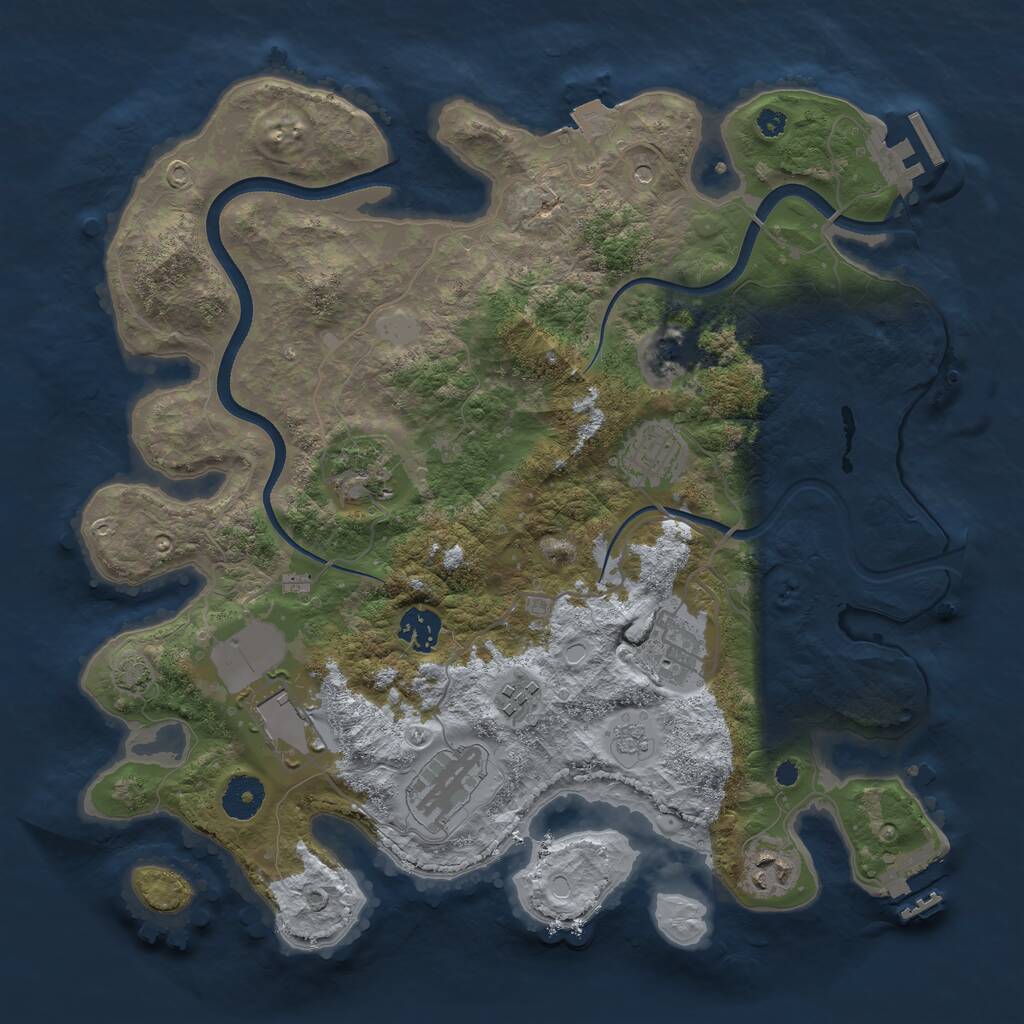 Rust Map: Procedural Map, Size: 3600, Seed: 810726304, 14 Monuments