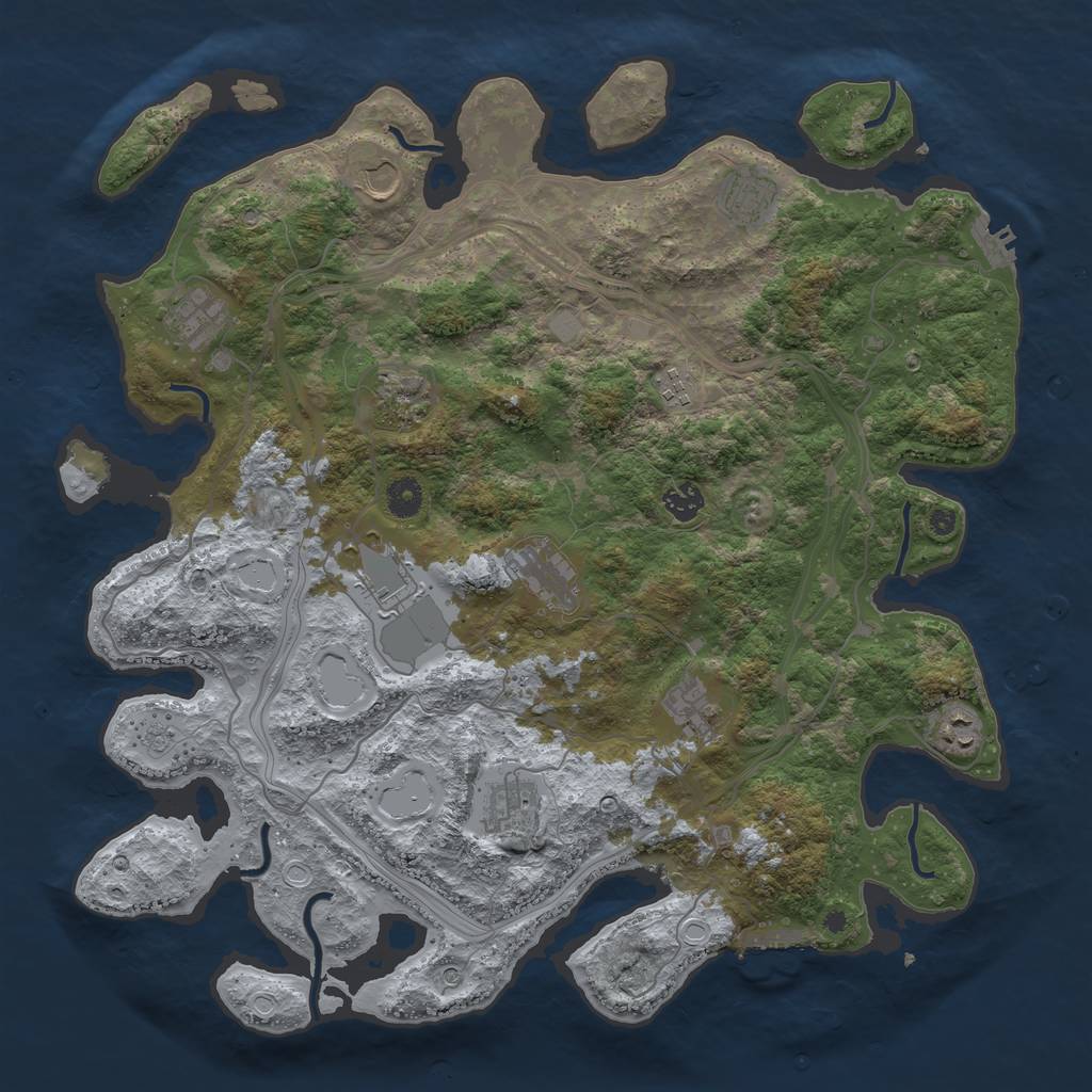 Rust Map: Procedural Map, Size: 4250, Seed: 1883657864, 20 Monuments