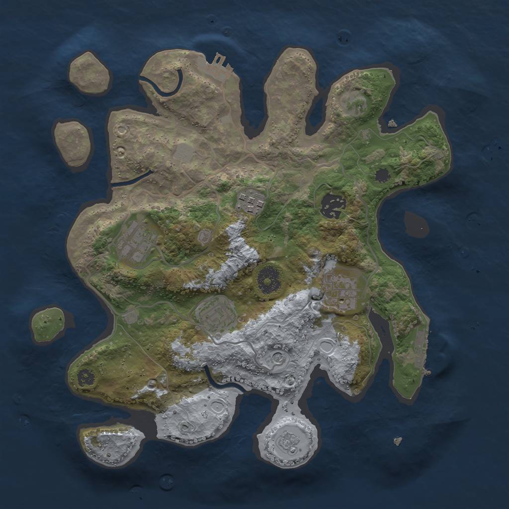 Rust Map: Procedural Map, Size: 3000, Seed: 63081273, 14 Monuments