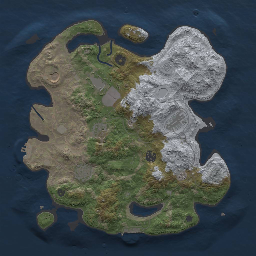 Rust Map: Procedural Map, Size: 3500, Seed: 136369736, 14 Monuments