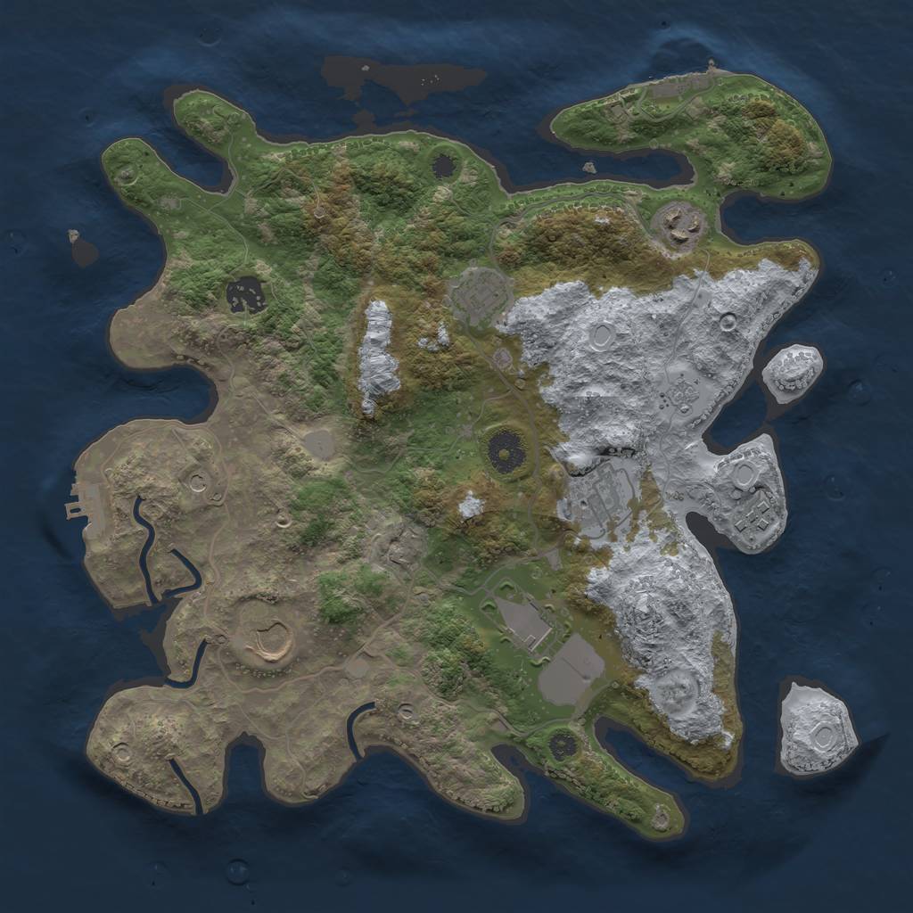 Rust Map: Procedural Map, Size: 3500, Seed: 1728971085, 14 Monuments