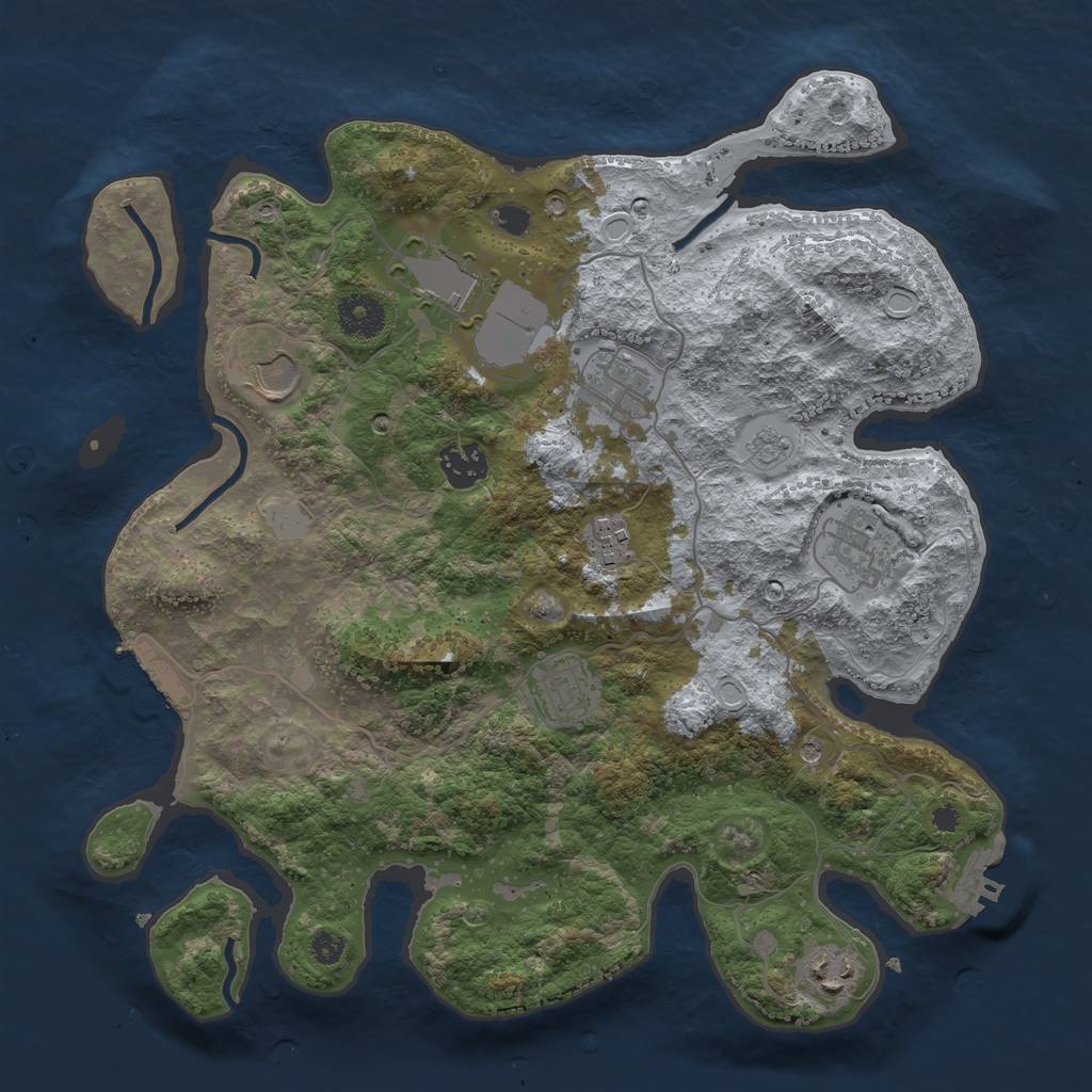 Rust Map: Procedural Map, Size: 3500, Seed: 2039641699, 17 Monuments