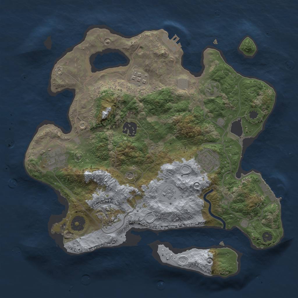 Rust Map: Procedural Map, Size: 3000, Seed: 46775073, 14 Monuments