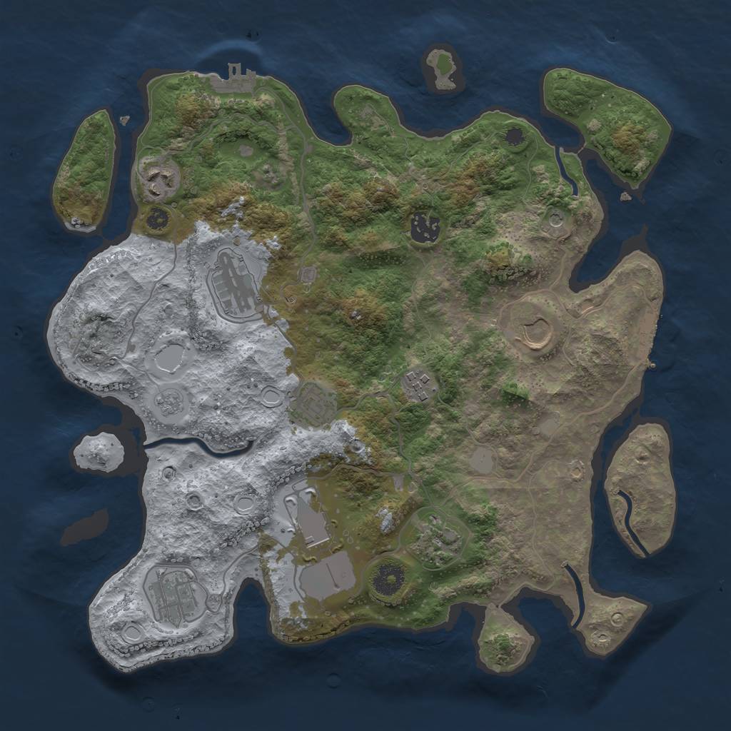 Rust Map: Procedural Map, Size: 3500, Seed: 1201579220, 16 Monuments