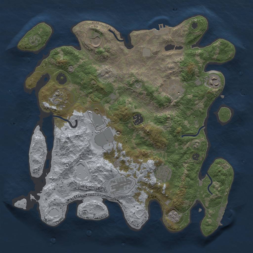 Rust Map: Procedural Map, Size: 3500, Seed: 1037621063, 18 Monuments