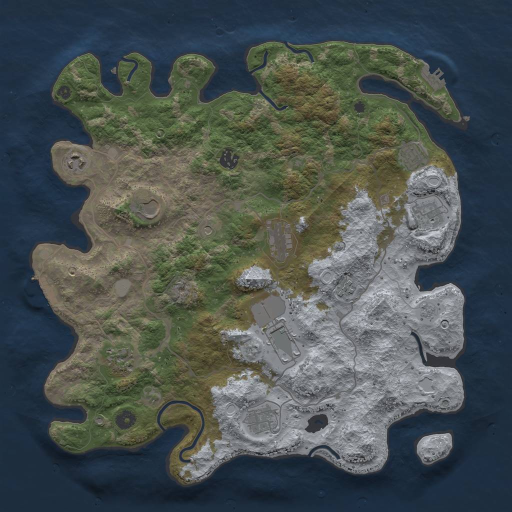 Rust Map: Procedural Map, Size: 4000, Seed: 955603379, 19 Monuments