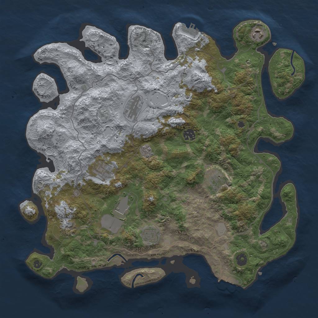Rust Map: Procedural Map, Size: 4000, Seed: 1949134236, 18 Monuments