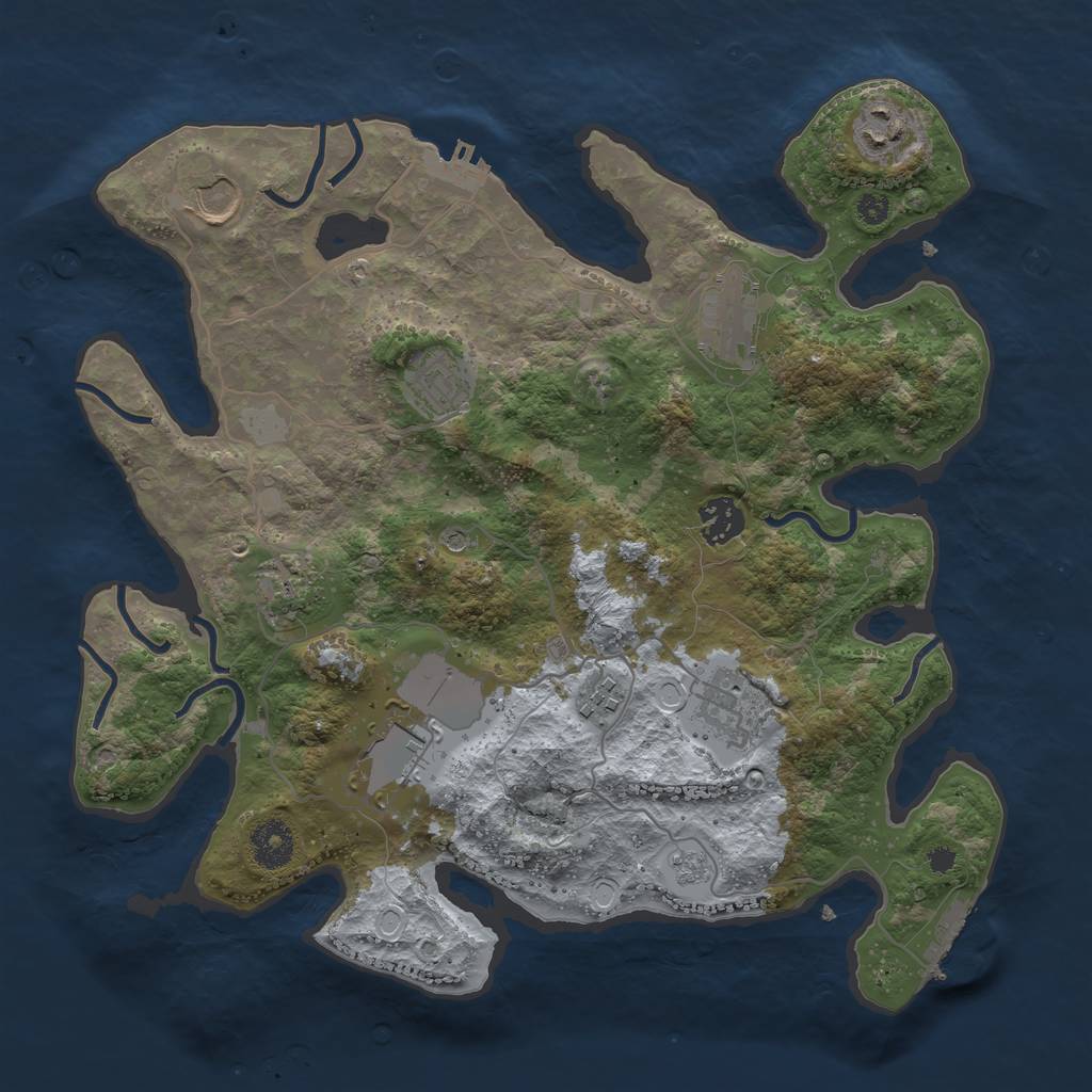 Rust Map: Procedural Map, Size: 3500, Seed: 92573769, 18 Monuments