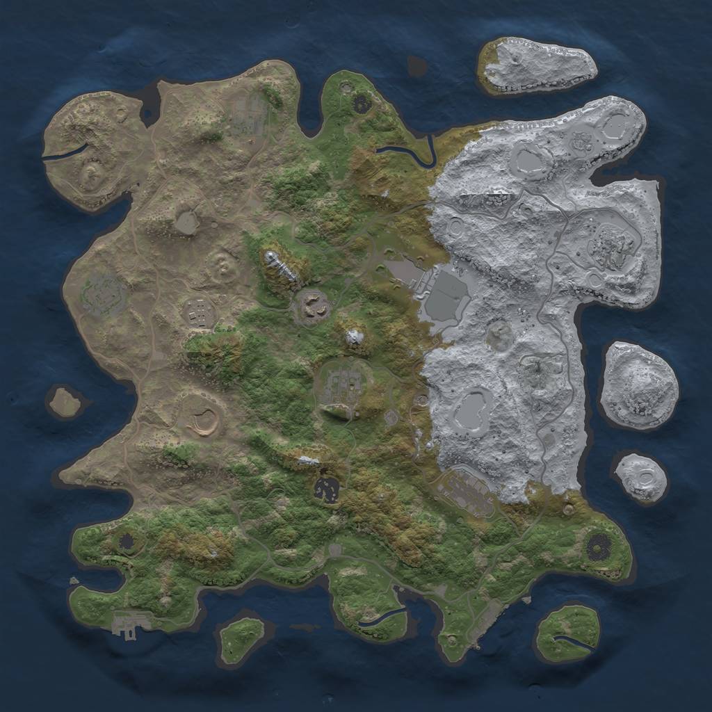 Rust Map: Procedural Map, Size: 4000, Seed: 191919, 19 Monuments