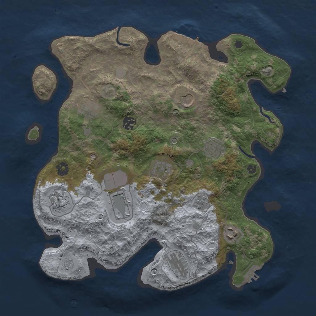 Rust Map: Procedural Map, Size: 3500, Seed: 123651, 19 Monuments