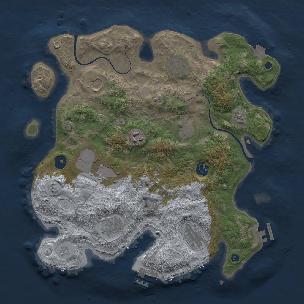 Rust Map: Procedural Map, Size: 3500, Seed: 123651, 14 Monuments