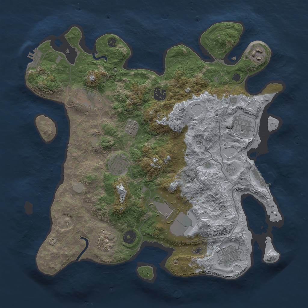 Rust Map: Procedural Map, Size: 3500, Seed: 795282452, 18 Monuments