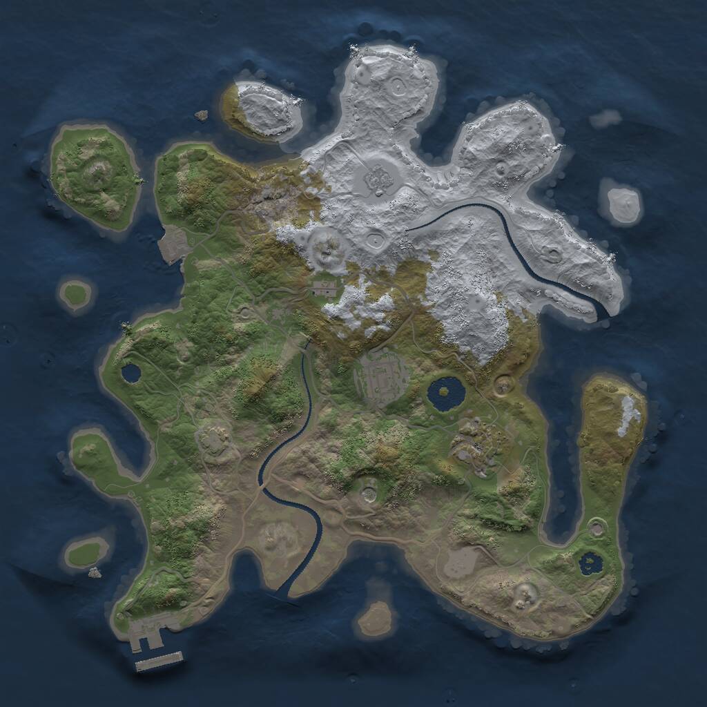 Rust Map: Procedural Map, Size: 3000, Seed: 31749854, 7 Monuments