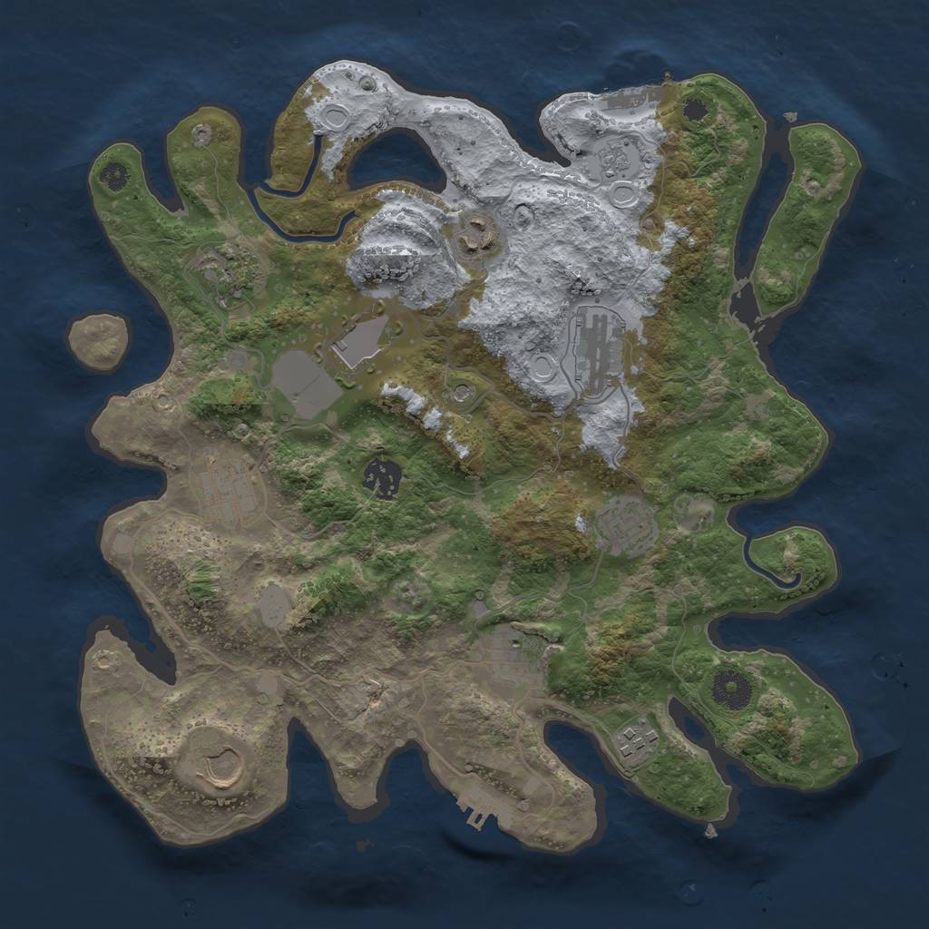 Rust Map: Procedural Map, Size: 3500, Seed: 458174408, 19 Monuments