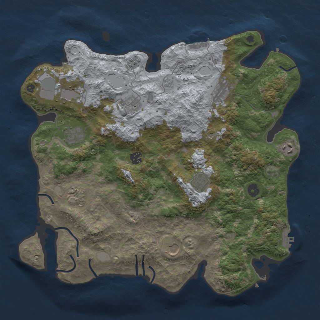 Rust Map: Procedural Map, Size: 3900, Seed: 689888, 19 Monuments