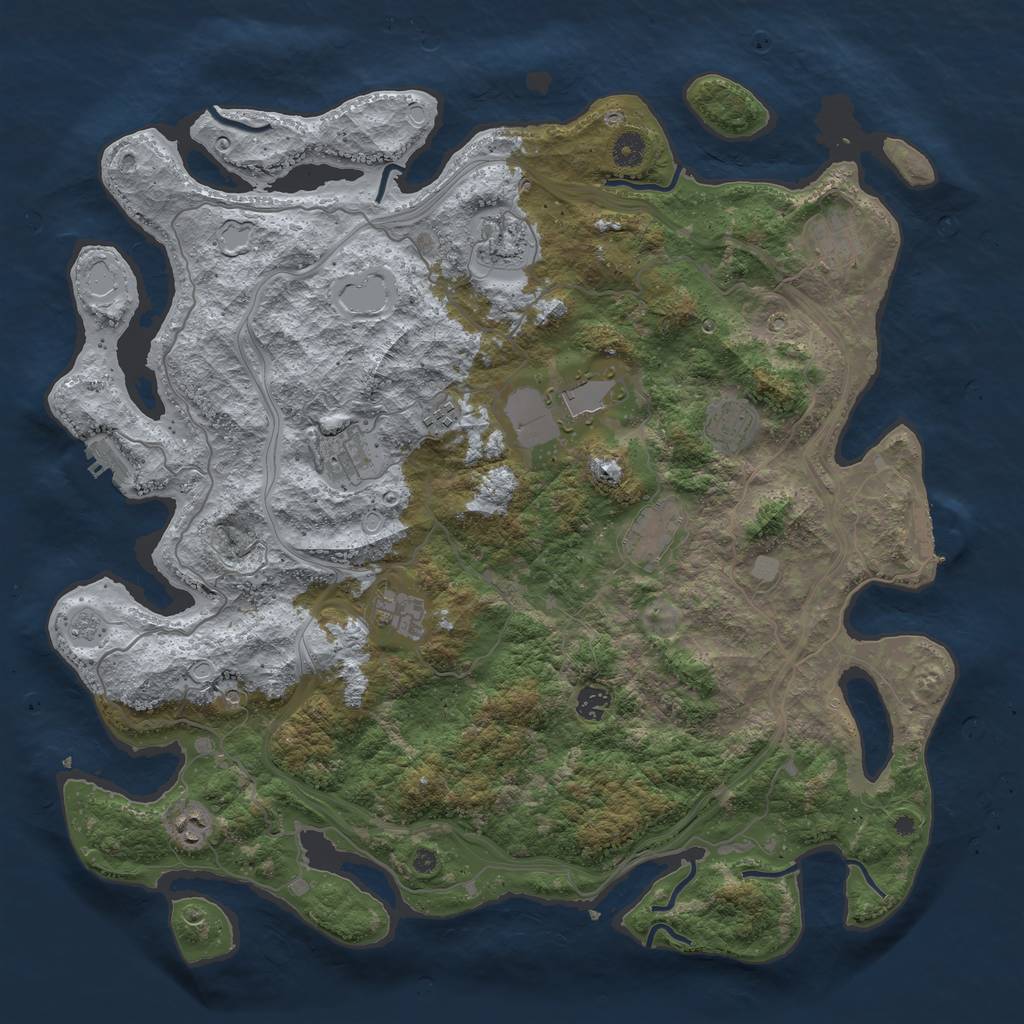 Rust Map: Procedural Map, Size: 4500, Seed: 54195, 19 Monuments