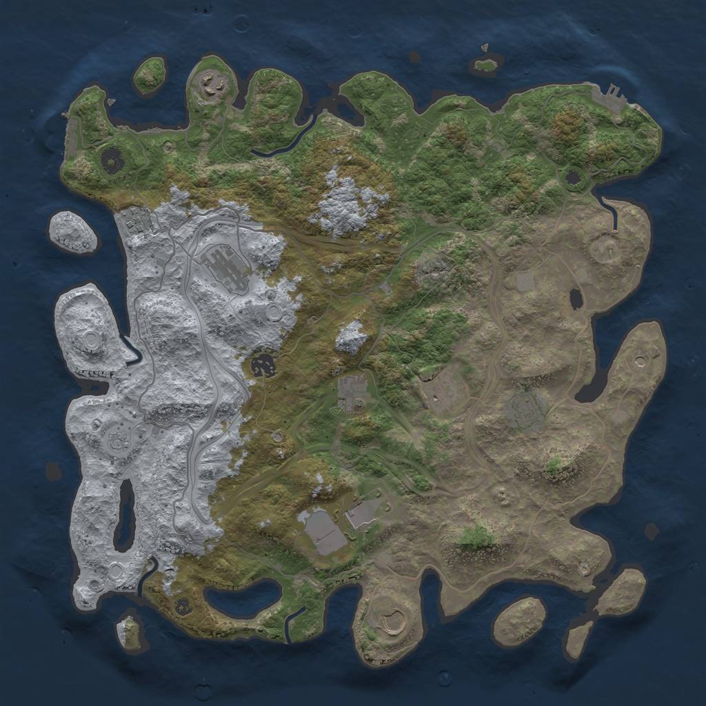 Rust Map: Procedural Map, Size: 4250, Seed: 189499561, 16 Monuments