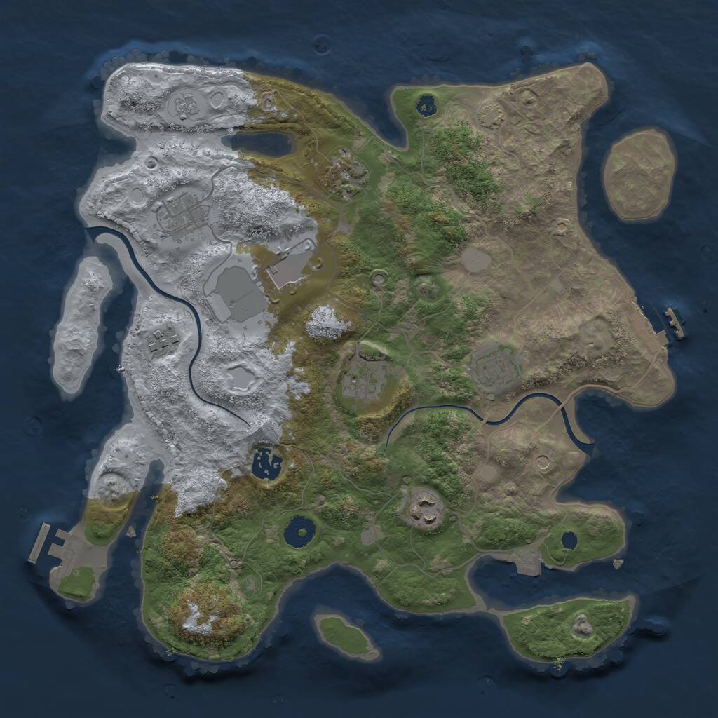 Rust Map: Procedural Map, Size: 3500, Seed: 124096, 14 Monuments