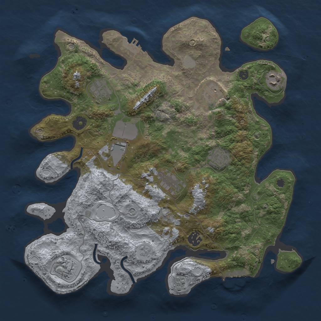 Rust Map: Procedural Map, Size: 3500, Seed: 1779183561, 18 Monuments