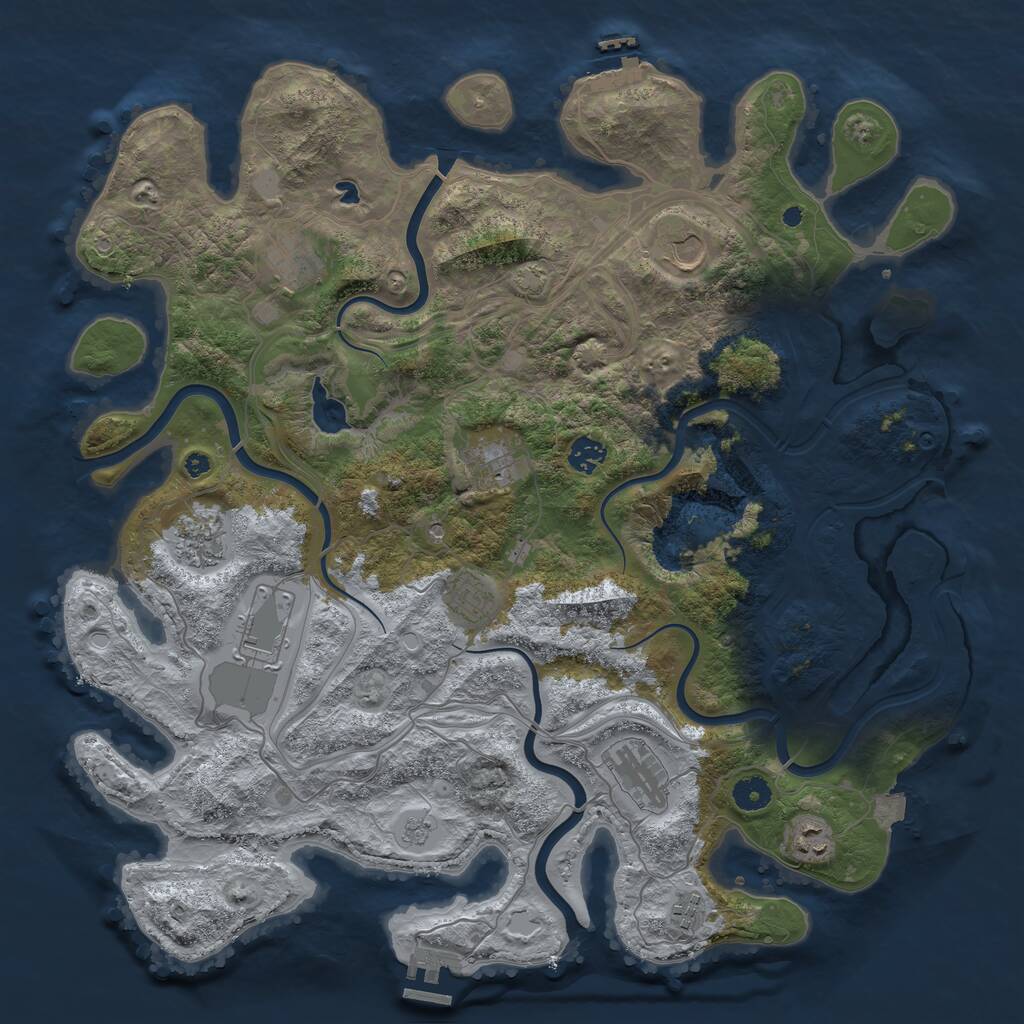 Rust Map: Procedural Map, Size: 4250, Seed: 483392, 16 Monuments