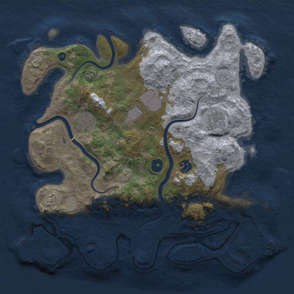 Rust Map: Procedural Map, Size: 3500, Seed: 77051764, 10 Monuments