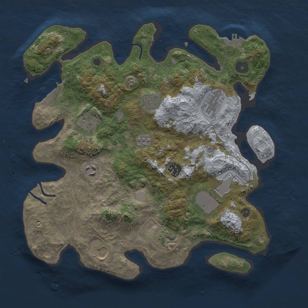 Rust Map: Procedural Map, Size: 3550, Seed: 899008622, 17 Monuments