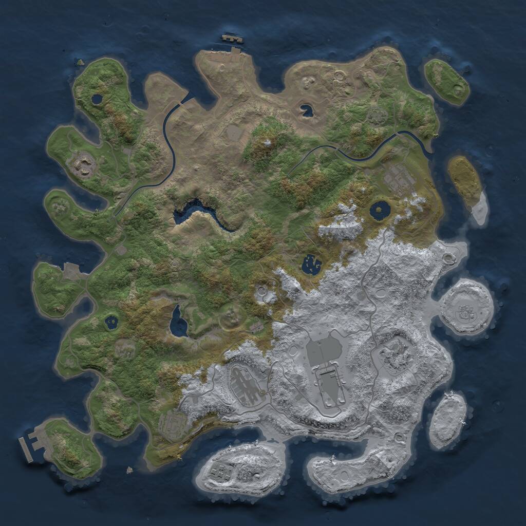 Rust Map: Procedural Map, Size: 4000, Seed: 1180671387, 14 Monuments