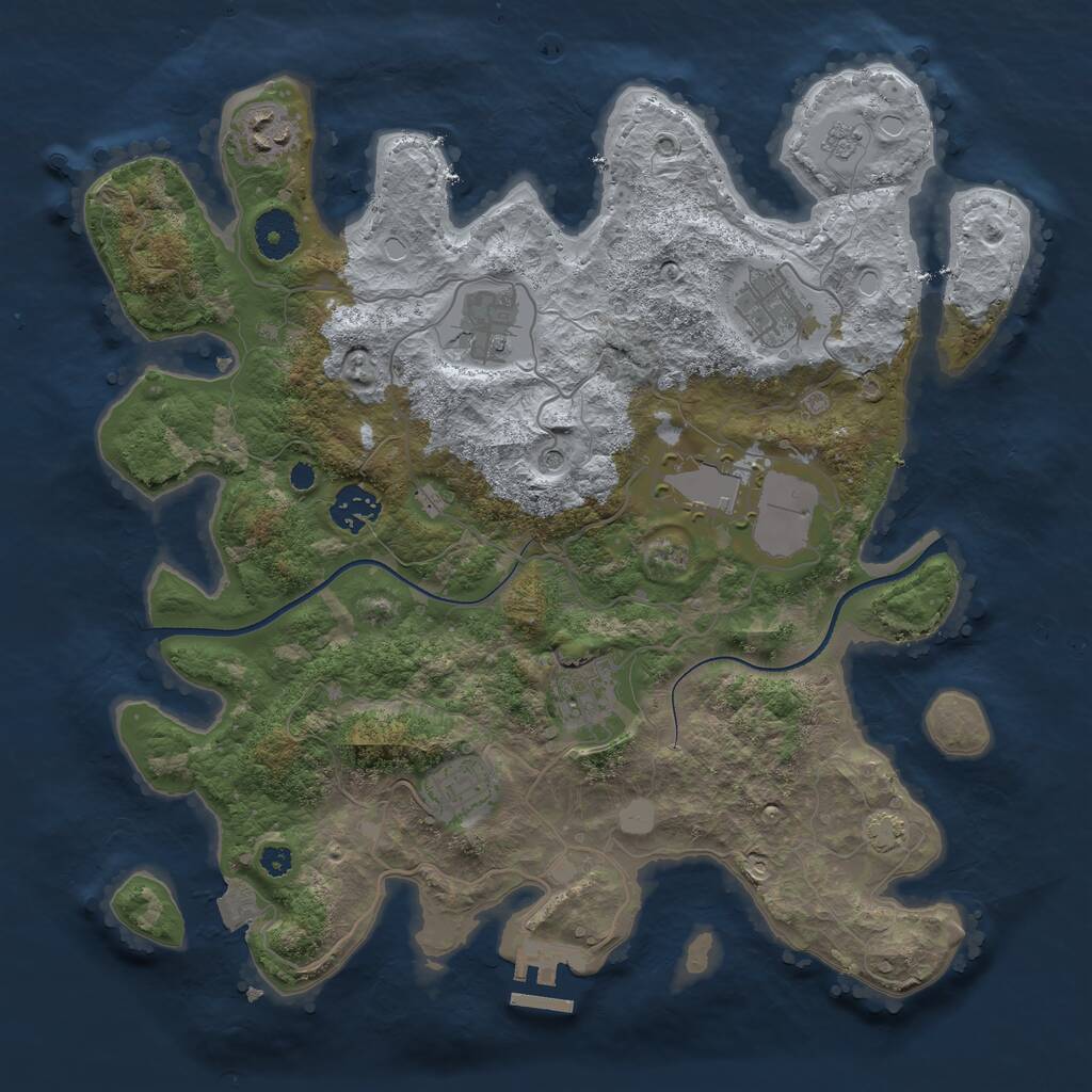 Rust Map: Procedural Map, Size: 3500, Seed: 12195, 12 Monuments