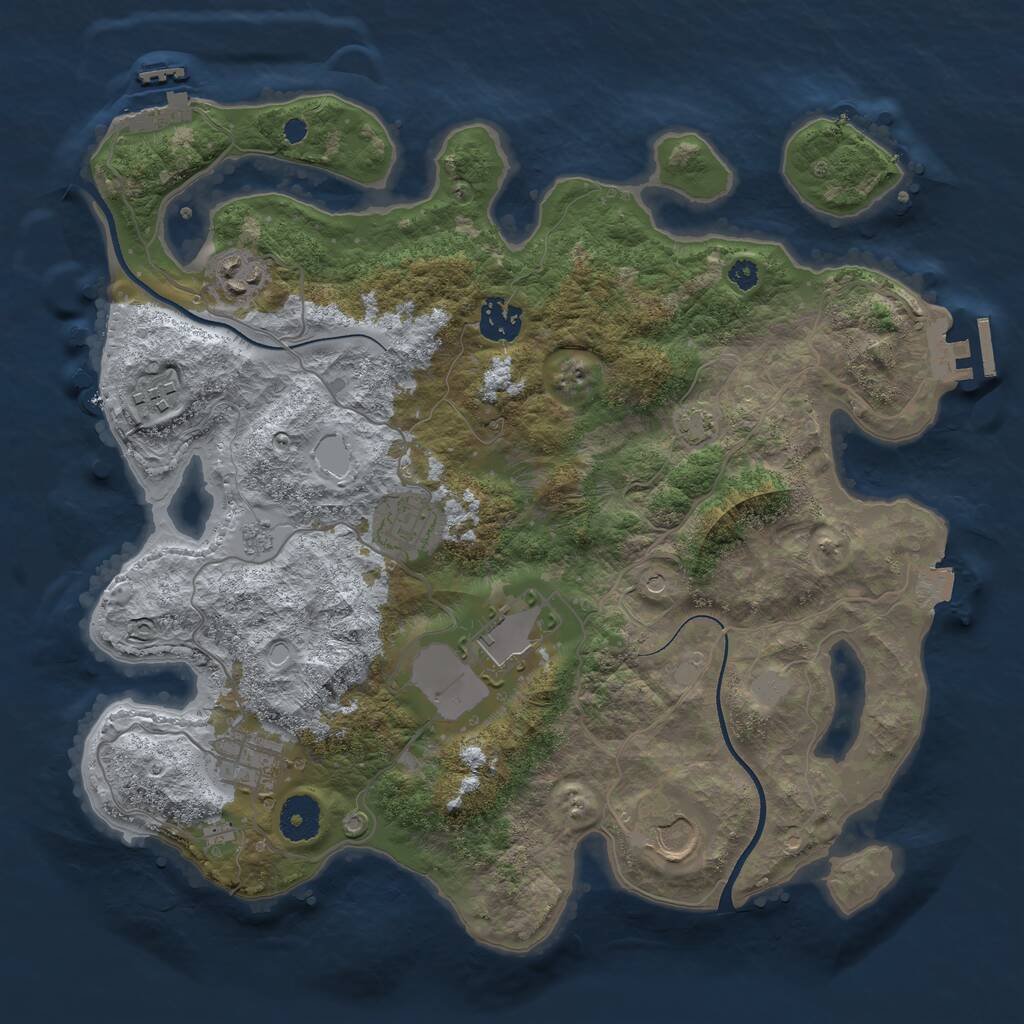 Rust Map: Procedural Map, Size: 3500, Seed: 443267478, 13 Monuments