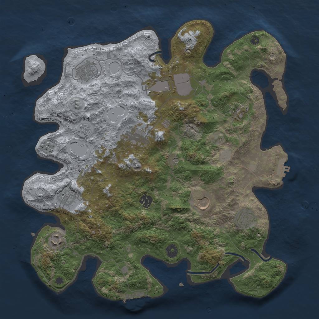 Rust Map: Procedural Map, Size: 3700, Seed: 596161318, 19 Monuments