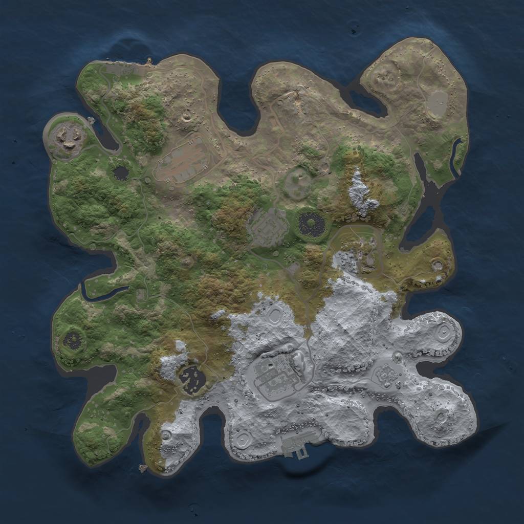 Rust Map: Procedural Map, Size: 3000, Seed: 389310878, 14 Monuments