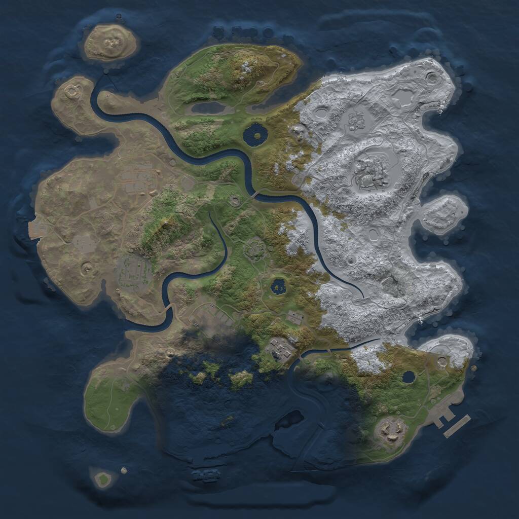 Rust Map: Procedural Map, Size: 3333, Seed: 211094504, 12 Monuments