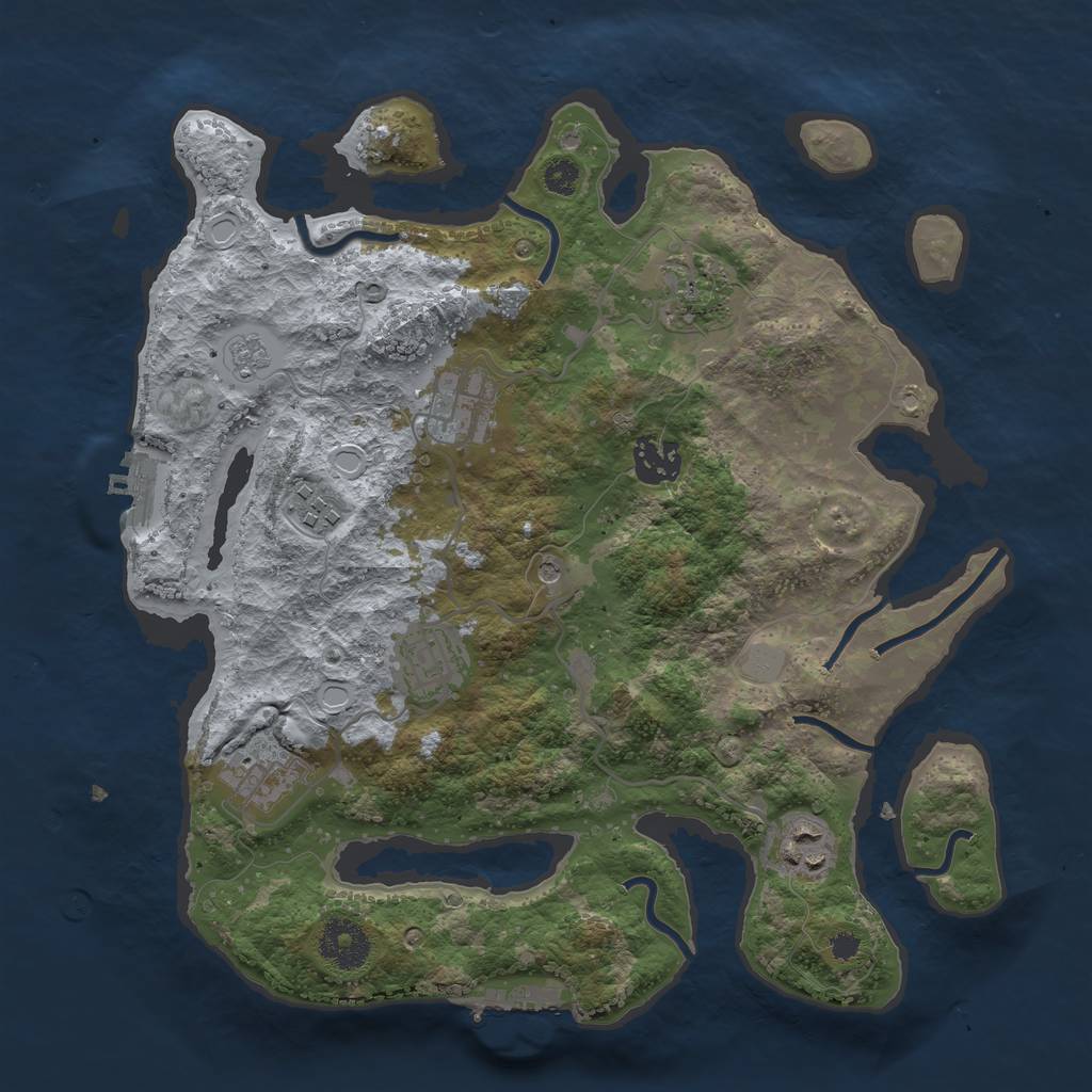 Rust Map: Procedural Map, Size: 3250, Seed: 115, 16 Monuments