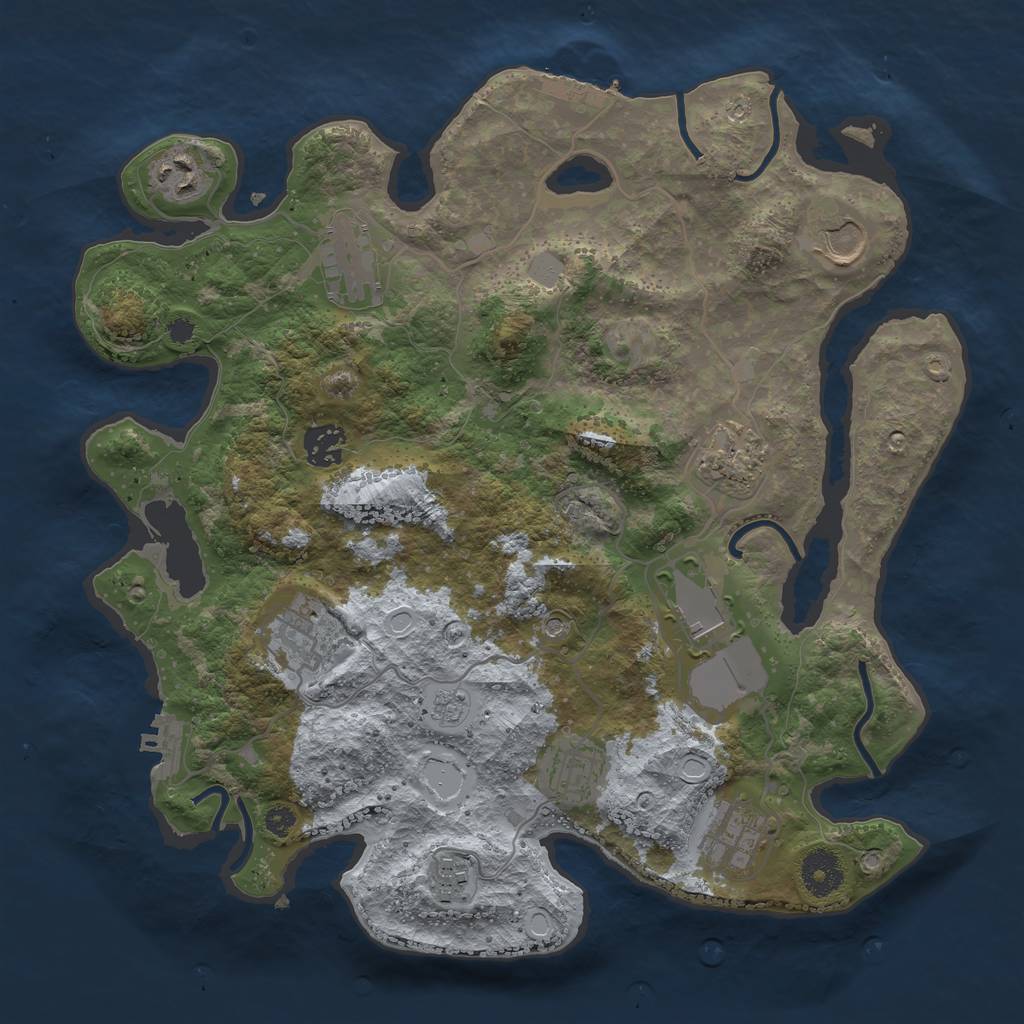 Rust Map: Procedural Map, Size: 3500, Seed: 1967305975, 19 Monuments