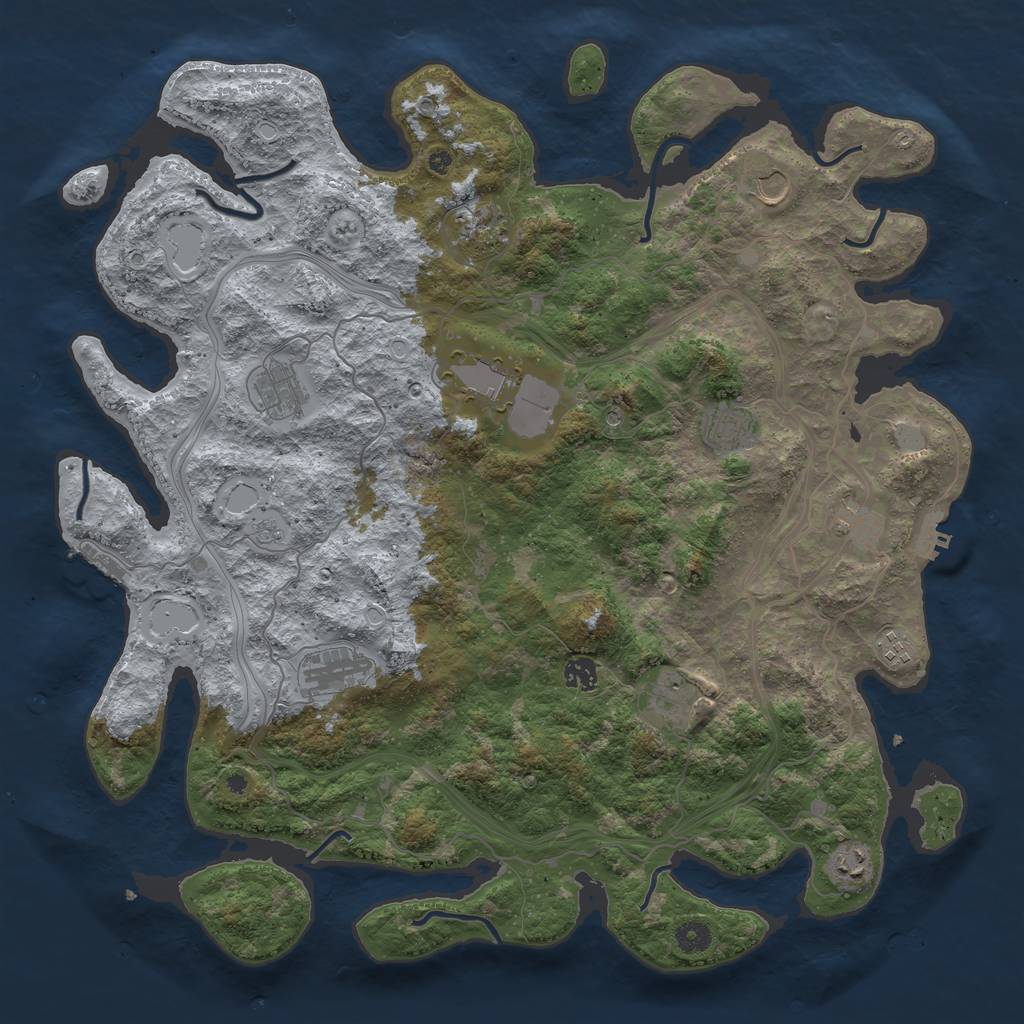 Rust Map: Procedural Map, Size: 4500, Seed: 1339940260, 20 Monuments