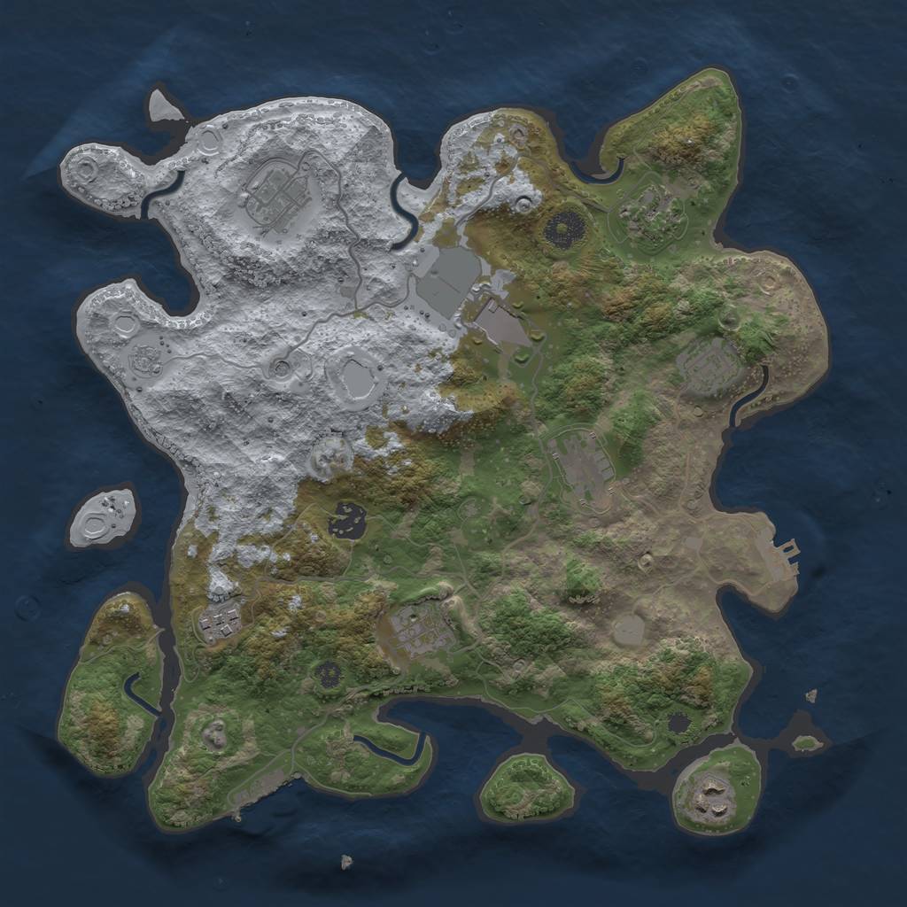 Rust Map: Procedural Map, Size: 3500, Seed: 823705237, 16 Monuments
