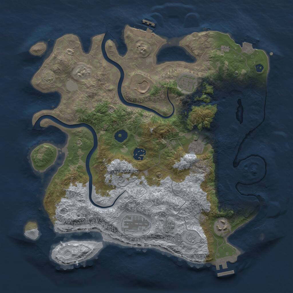 Rust Map: Procedural Map, Size: 3500, Seed: 86460672, 13 Monuments