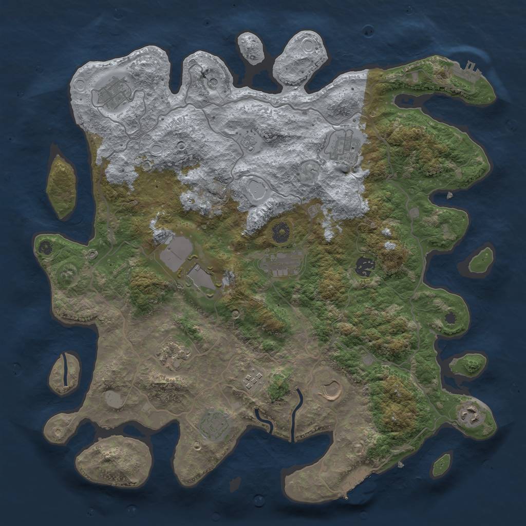 Rust Map: Procedural Map, Size: 4000, Seed: 200207940, 19 Monuments