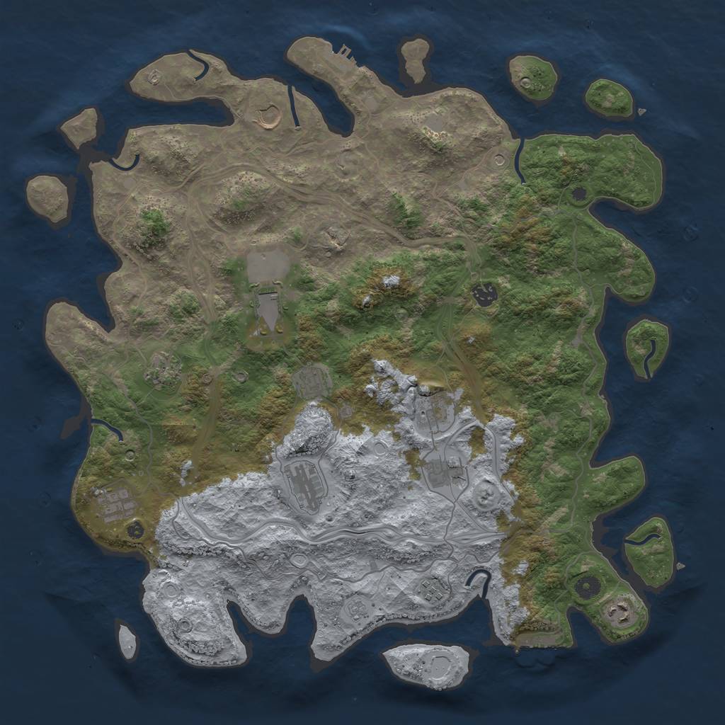 Rust Map: Procedural Map, Size: 4500, Seed: 1244575027, 20 Monuments