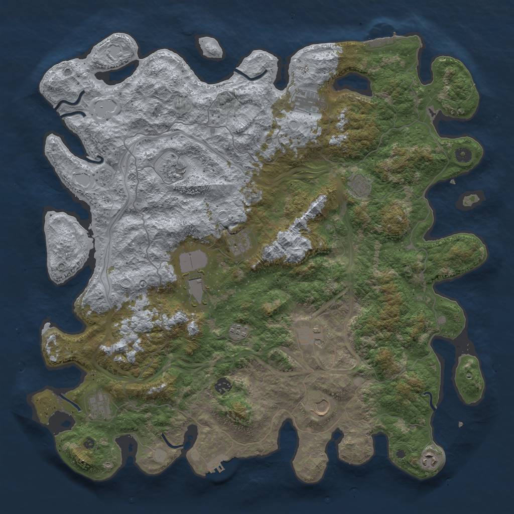 Rust Map: Procedural Map, Size: 4800, Seed: 884857733, 20 Monuments