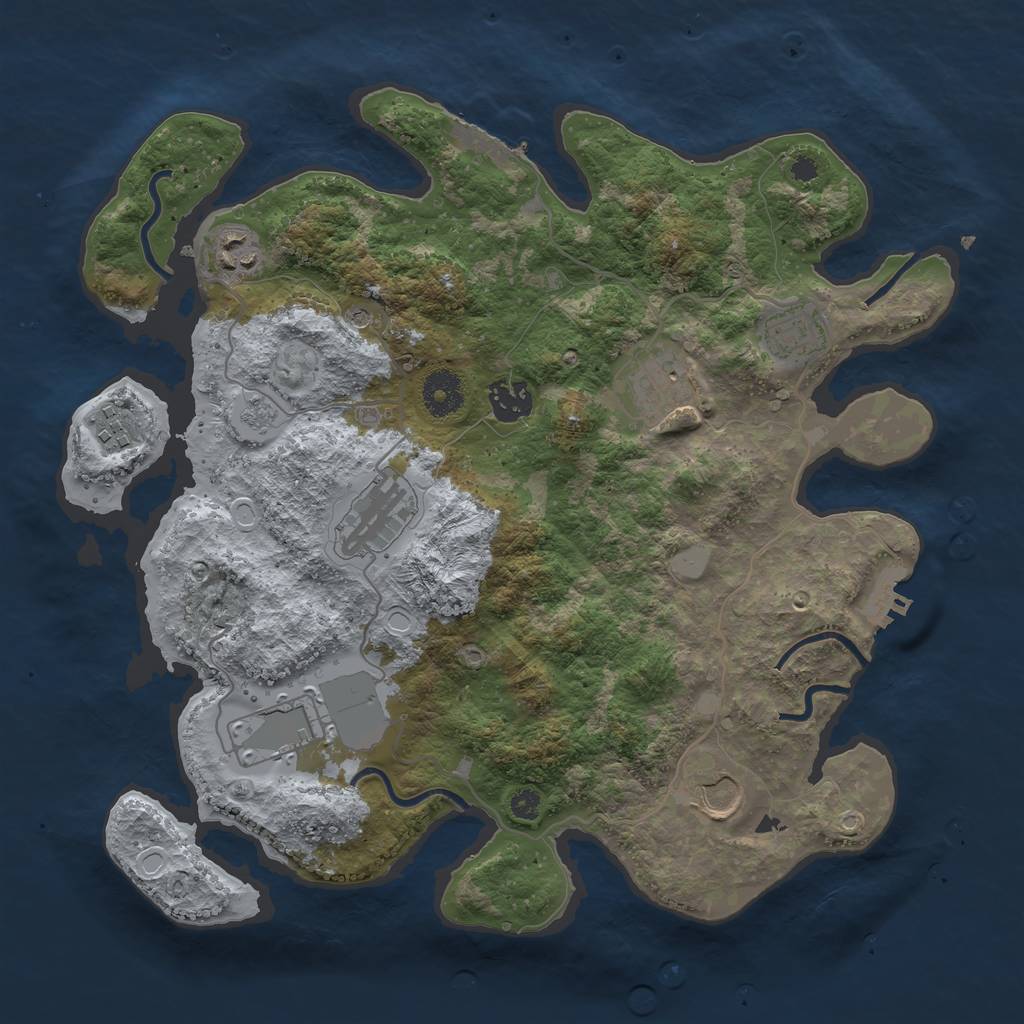 Rust Map: Procedural Map, Size: 3500, Seed: 55814, 17 Monuments