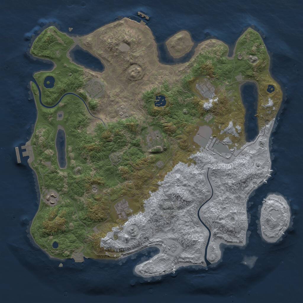 Rust Map: Procedural Map, Size: 3800, Seed: 111, 14 Monuments