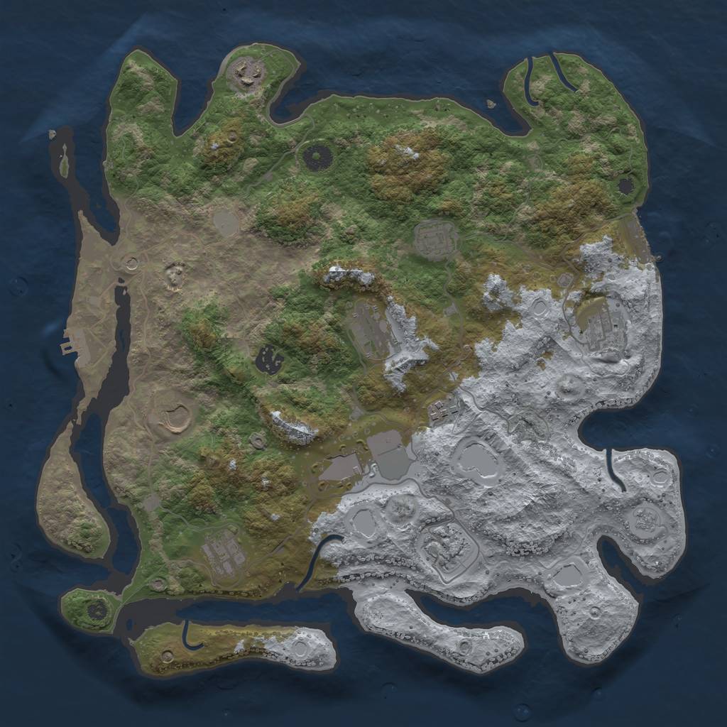 Rust Map: Procedural Map, Size: 3900, Seed: 97798, 19 Monuments